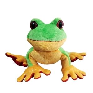 Ganz Webkinz Tree Frog Stuffed Animal Plush Green and Yellow w/Red Eyes 10"